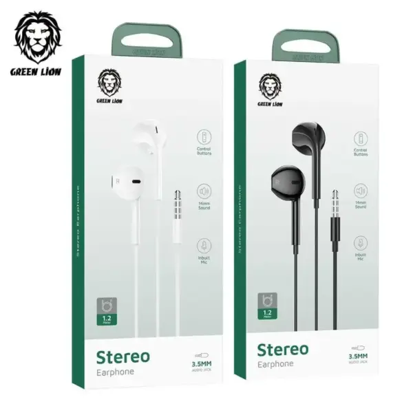 GREEN LION STEREO EARPHONE 3.5MM AUDIO JACK | BLACK